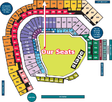 Seating chart for the August 6th, 2003 Bruce Springsteen concert in Pittsburgh