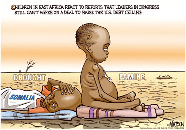 Cartoon: Children in East Africa react to reports that leaders in Congress still can't agree on a deal to raise the U.S. debt ceiling.