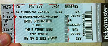 Bruce Springsteen and the E Street Band ticket April 3 2012